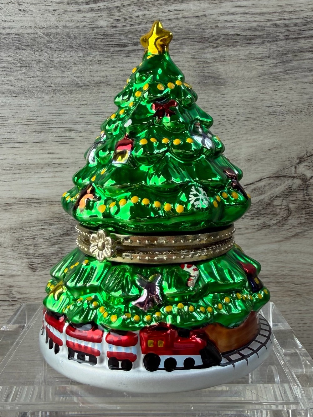 Mr. Christmas Tree Music Box Vintage Rotating Train Working Christmas Tree